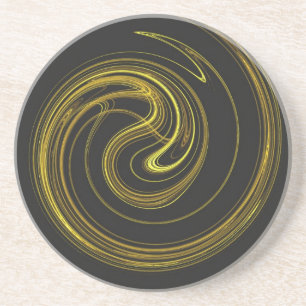 En Grès Série spirale-1 : Dessous de verre or 1 de couleur