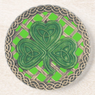 En Grès Shamrock Et Celtic Knots Dessous de verre Vert