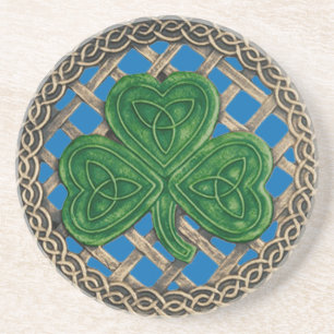 En Grès Shamrock Et Noeuds Celtiques Dessous de verre Bleu