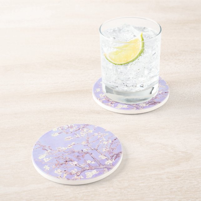 En Grès Van Gogh Almond Blossoms Lavande Dessous de verre  (Côté)