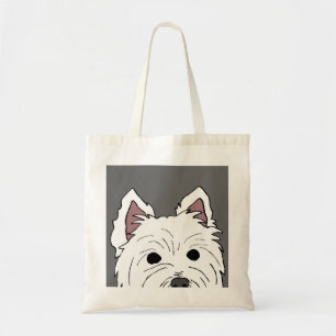 En jetant un coup d'oeil Westie faites face au sac