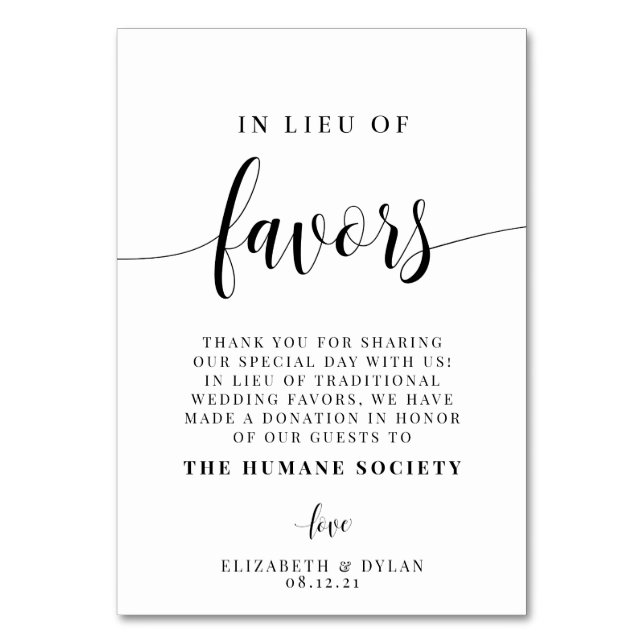 En Lieu Et Place De Faveurs Carte Table Mariage (Par défaut)