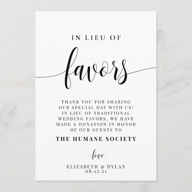 En Lieu Et Place De Faveurs Carte Table Mariage (Devant)