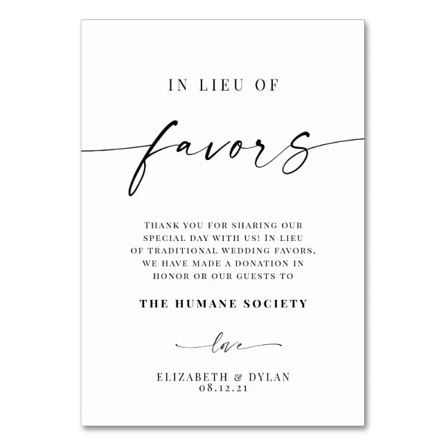 En Lieu Et Place De Faveurs Carte Table Mariage (Par défaut)