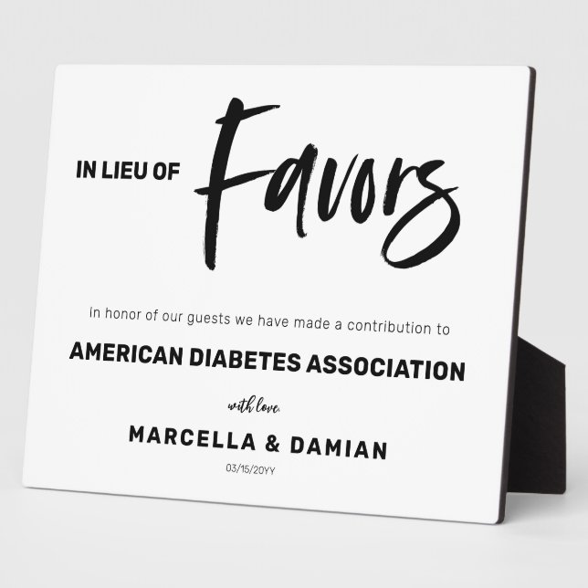 En lieu et place des faveurs signer Plaque Tableto (Côté)