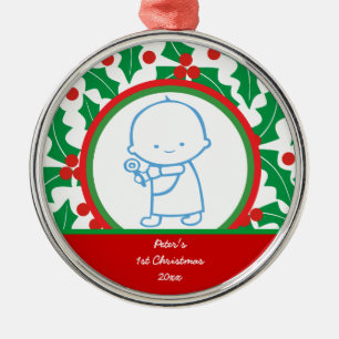 En Métal 1er Ornement personnalisé de Noël pour bébé de la