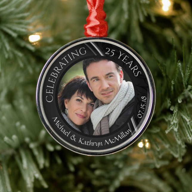 En Métal 25e anniversaire Mariage d'argent ornement métalli (Arbre)