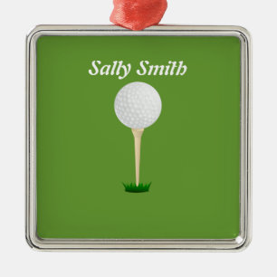 En Métal Boule de golf sur T. Ornement Vert