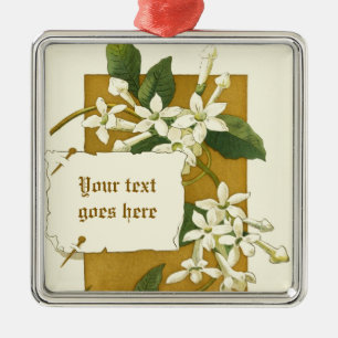 En Métal Dessin vintage blanc jasmin ornement