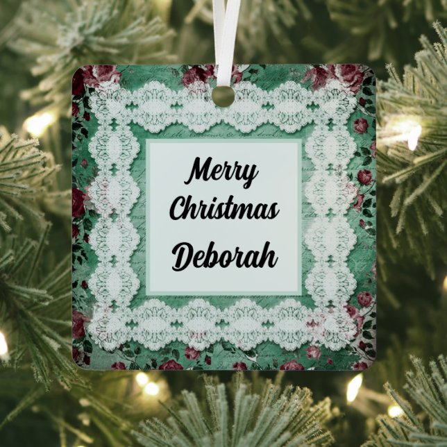 En Métal Joyeux Noël Nom réversible Ornement (Insitu)