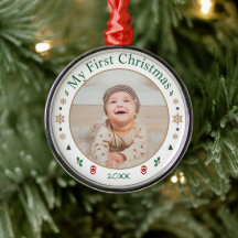 Mon Premier Noël Bébé Photo Ornement