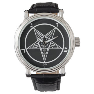 en métal noir baphomet sigile satan montre