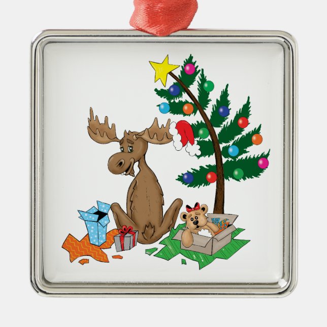 En Métal Ornement d'arbre de Noël d'orignaux (Devant)