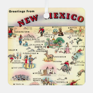 En Métal Ornement de carte vintage du Nouveau-Mexique