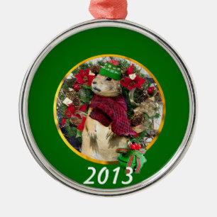 En Métal Ornement de chien de prairie de Noël