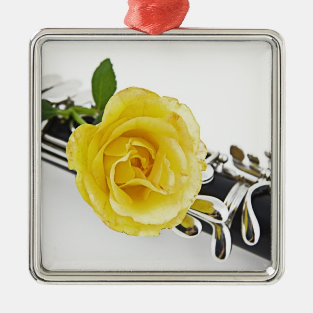 En Métal Ornement de clarinette et de rose jaune (Devant)