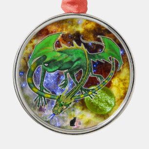 En Métal Ornement de dragon cosmique Emerald