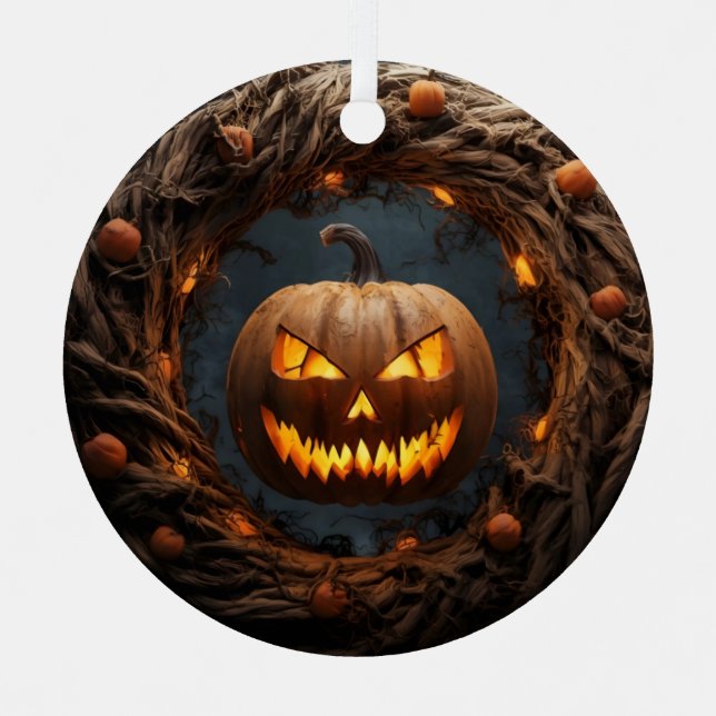 En Métal Ornement d'Halloween Citrouille éffrayant 3D (Recto)