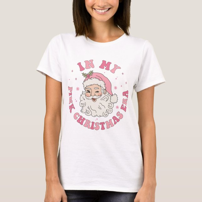 En mon temps de Noël rose T-shirt (Devant)