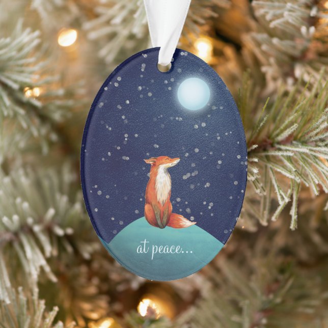 en paix, Renard personnalisé et Pleine lune Noël (Arbre)