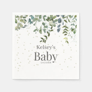 En Papier Baby shower de verdure simple Eucalyptus serviette