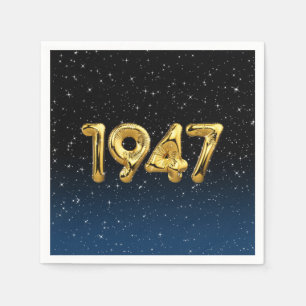 En Papier Ballons d'anniversaire 1947 Étoiles dans serviette
