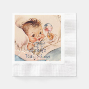 En Papier Bébé mignon avec hochet, serviettes pour fête de b
