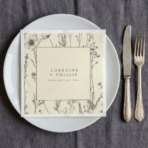 En Papier Belle serviette mariage aux fleurs sauvages