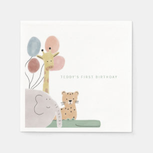 En Papier Boho mignon animal fête d'anniversaire serviette