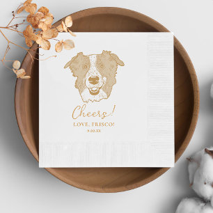 En Papier Bordure Collie Chien Cheval Personnalisé Serviette