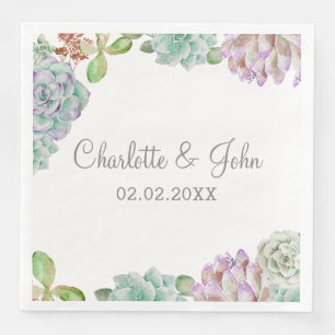 En Papier Cactus du désert Succulents Mariages serviettes