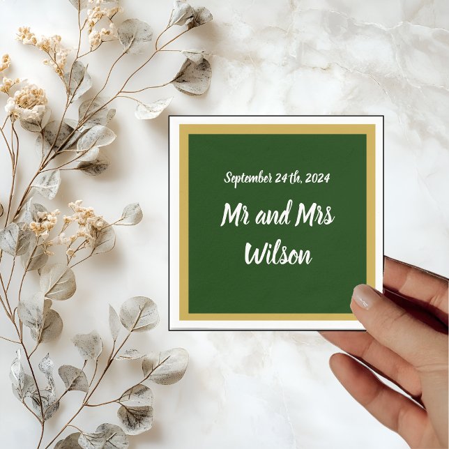 En Papier Cadre de script or élégant sur serviette de cockta (Créateur téléchargé)