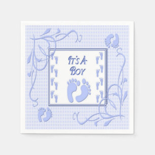 En Papier C'est les serviettes bleues d'un baby shower