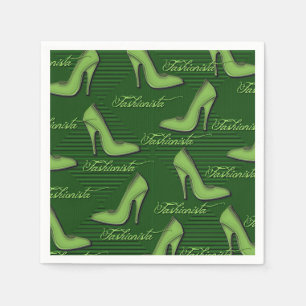En Papier Chaussures vertes fashionista Motif serviettes