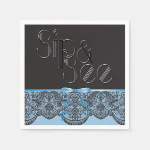En Papier Chic Black Lace et Blue Sip et voir des serviettes