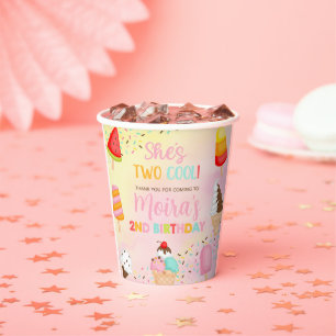 En Papier DEUX gobelets COOL de crème glacée fille d'anniver