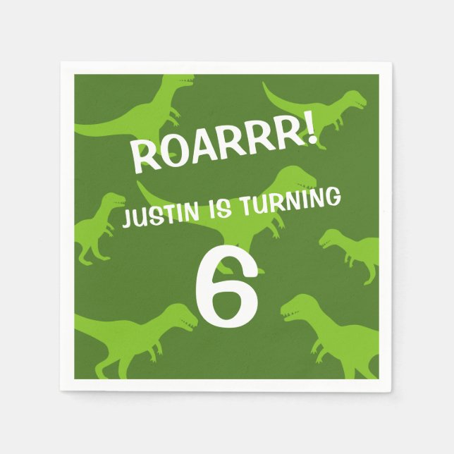 En Papier Dinosaure vert mignon thème Anniversaire serviette (Devant)