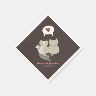 En Papier Drôle Cartoon Chats Mariage répétition serviettes