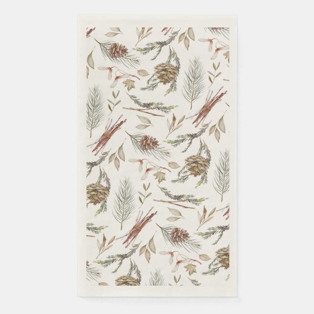 En Papier Élégante serviette hiver avec Pinecones (Devant)
