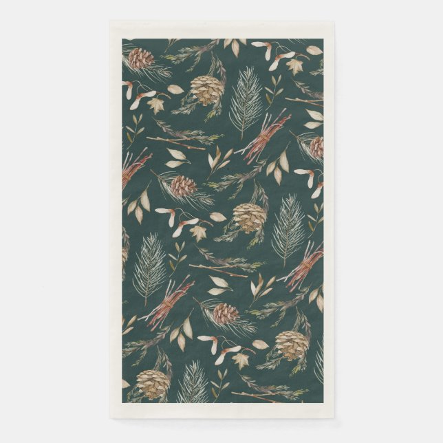 En Papier Élégante serviette hiver avec Pinecones (Devant)