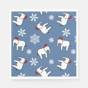 En Papier Fête de l'Éléphant Blanc de Noël (Bleu) Serviette