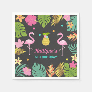 En Papier Flamant rose tropical de serviette de partie de