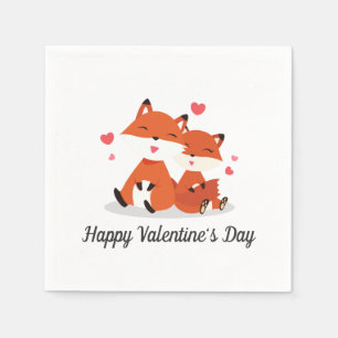 En Papier Foxes adorables Couple Valentine   Serviette de ta