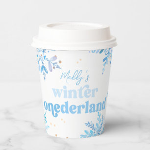 En Papier Gobelets de Chocolat Chaud Blue Winter Onederland