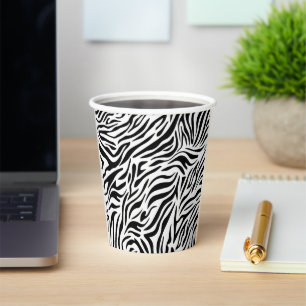 En Papier Gobelets de fête à motifs animaux de style zèbre