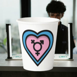 En Papier Gobelets de fête de la fierté trans Cœur
