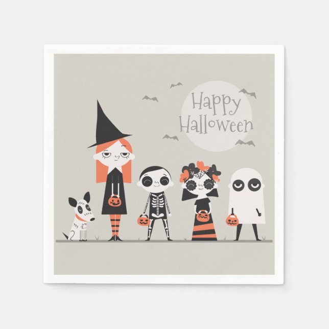 En Papier Halloween simple mais élégant | Serviette de table (Devant)