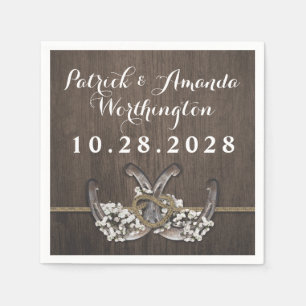 En Papier Horseshoe Bébé's Breath Rustic Mariage serviettes
