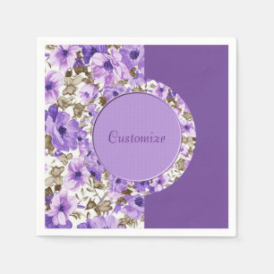 En Papier Jolies serviettes florales violettes et blanches 4