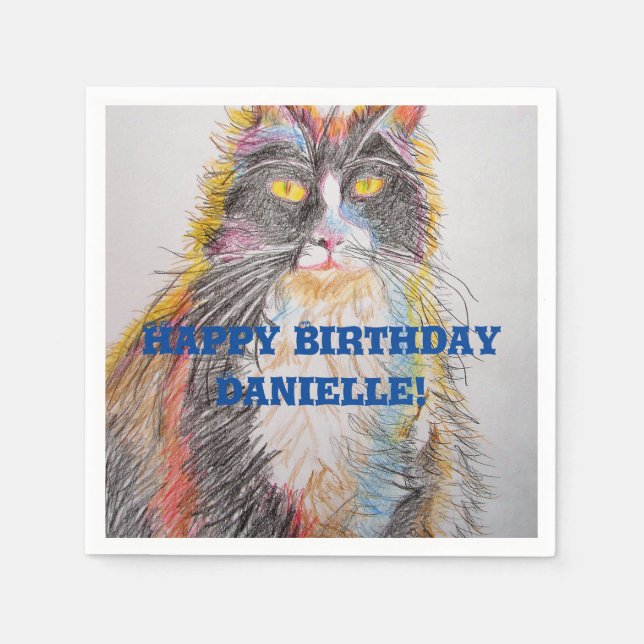 En Papier Jolis Chat Tuxedo Animal Decor Serviette Napkins (Devant)